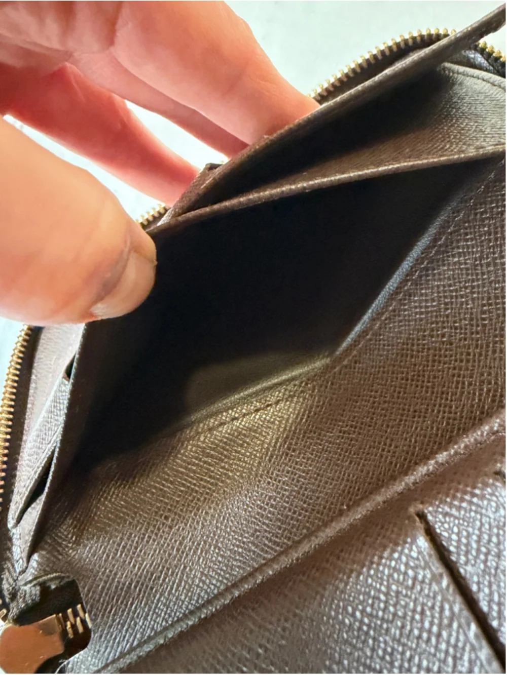 Women's Louis Vuitton Damier Ebene Wallet Brown Gold